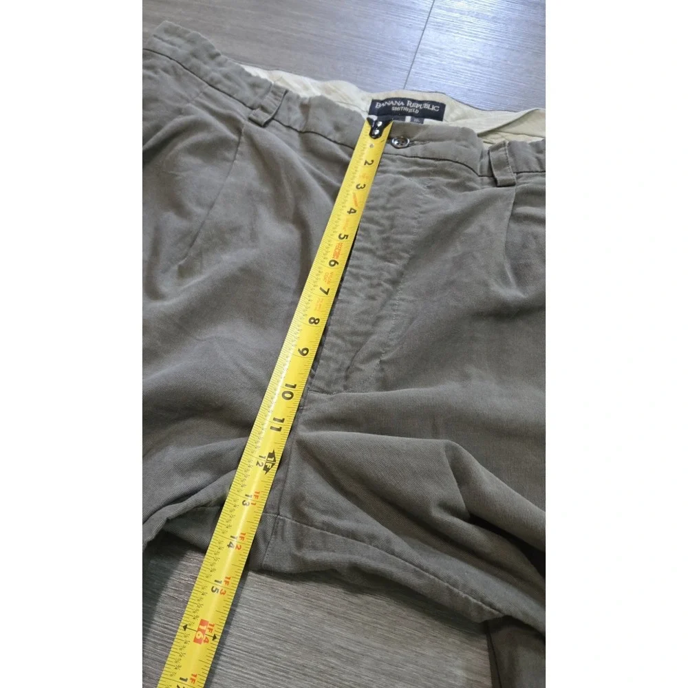 Vintage Banana Republic Pants Men 38x27 Smithfield Chino Pleated Green Trousers